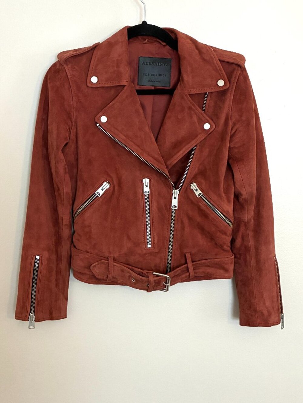 All Saints - Balfern Belted Suede Biker Jacket - US4